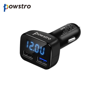 POWSTRO QC3.0 Dual USB Car Charger Qualcomm Quick Charger 2.4A Samrt Fast Charging with Voltage for Samsung Galaxy S6 HTC M9 Nexus 6 LG G4 iPhone